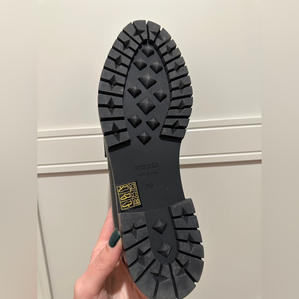 Hermes Black Loafers with Silver Accent - Picture 2 of 10
